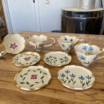 Cone cup “Blue Cornflowers” with saucer
