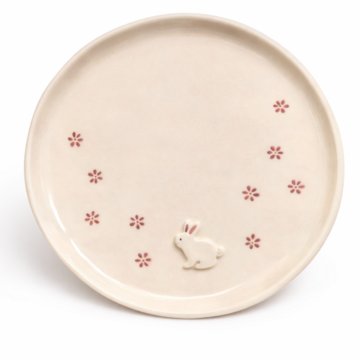 Тарілка Кролики в рожевих квітах