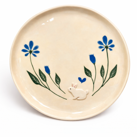 Тарілка Кролики в синіх волошках