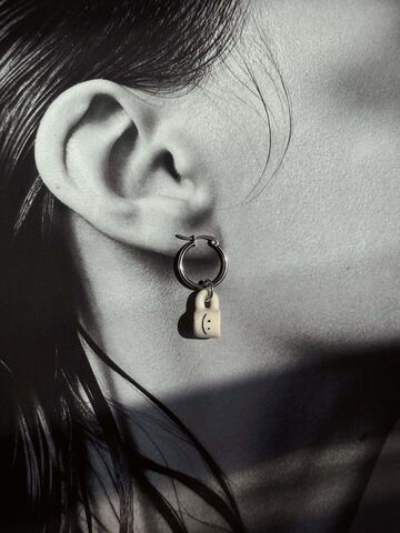 Ceramic micro pendant "Smile" single earring