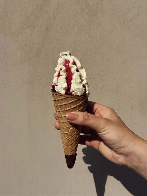 Ceramic micro pendant «Pu pu puuu» (cotton cord)