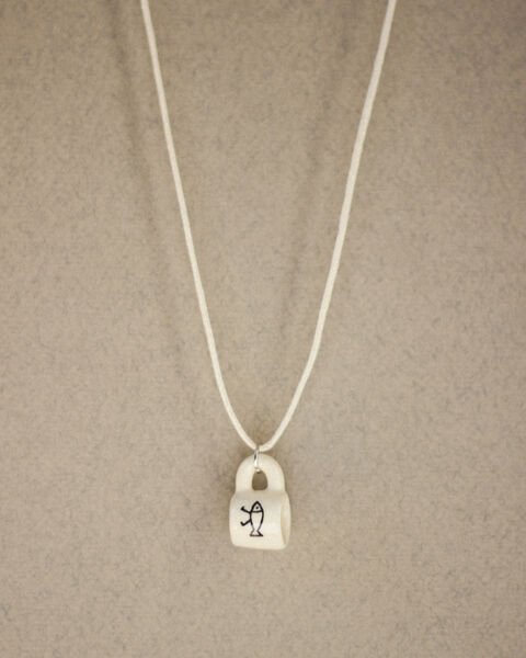 Ceramic microcap with fish (cotton cord)