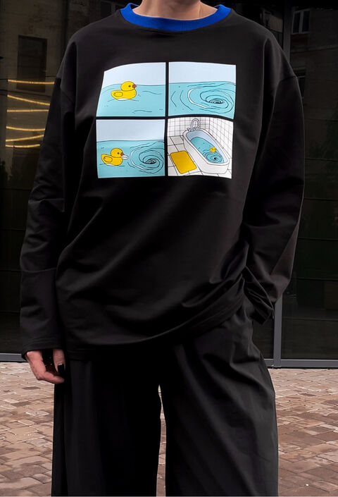 Чорний лонгслів Directionless Life