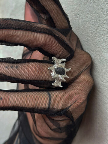 Ring with a stone from the Atlantic Ocean