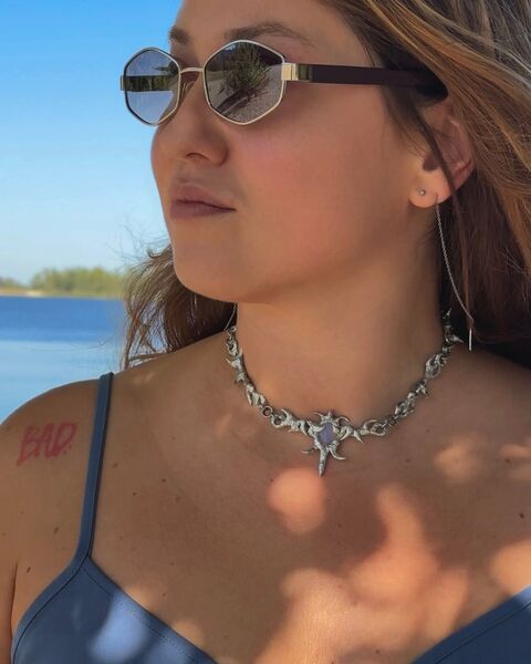 Паяне кольє зі штучним опалом