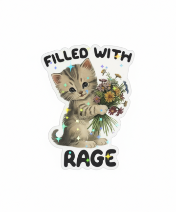 Стікер "Filled with RAGE" з блискітками