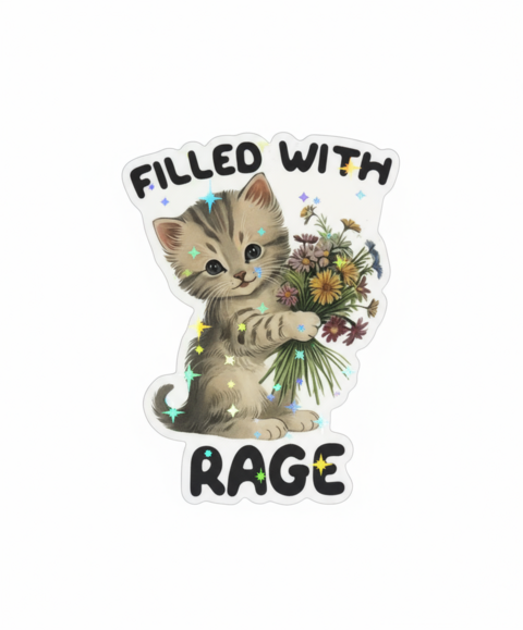 Стікер "Filled with RAGE" з блискітками