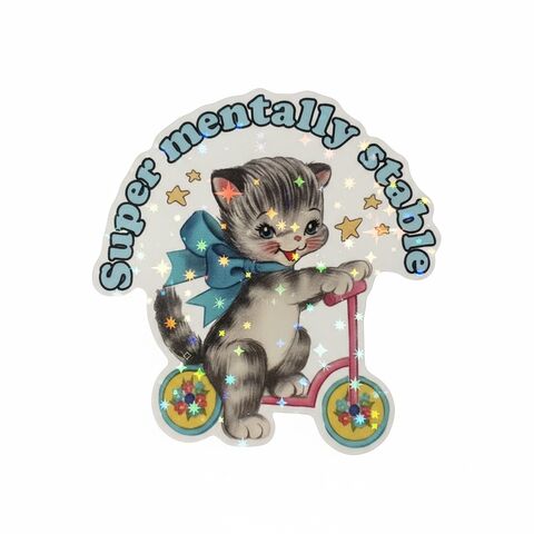 Стікер "Super mentally stable" з блискітками