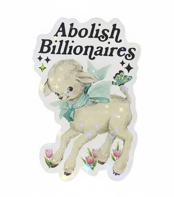 Sticker "Аbolish Billionaires" with glitter