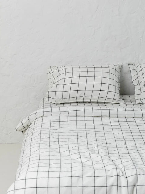 Set of boiled cotton linen Grid