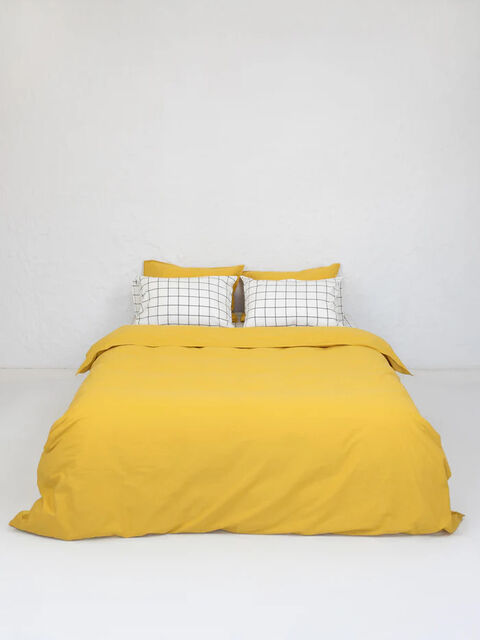 Set of boiled cotton linen Mix Curry-Grid