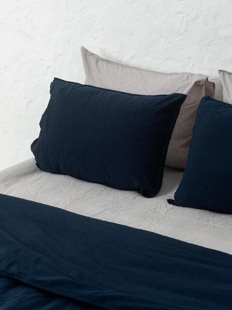 Set of boiled cotton linen Mix Grey-Navy