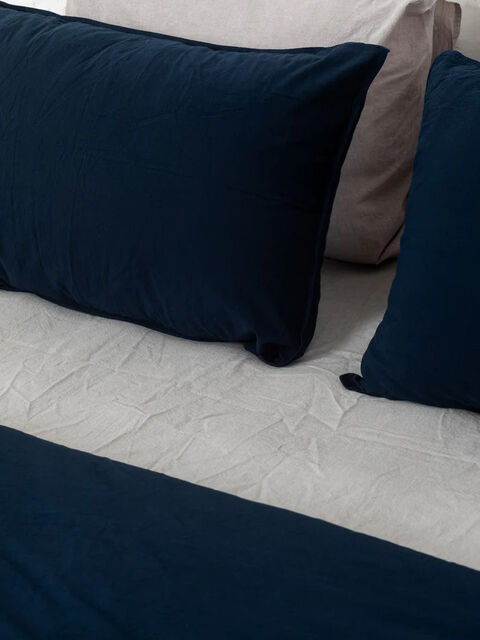 Set of boiled cotton linen Mix Grey-Navy