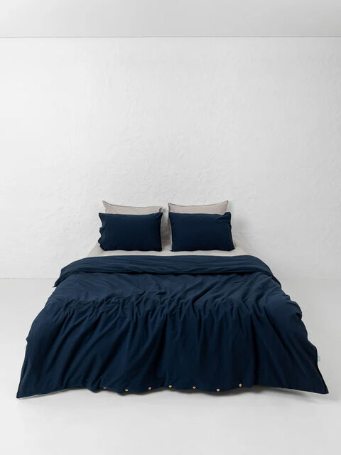 Set of boiled cotton linen Mix Grey-Navy