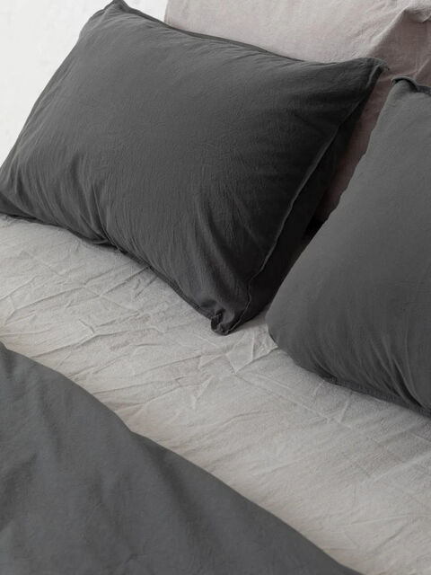 Set of boiled cotton linen Mix Grey-Slate