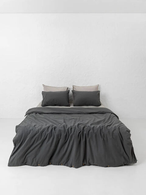 Set of boiled cotton linen Mix Grey-Slate