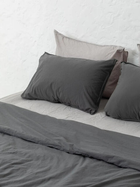 Set of boiled cotton linen Mix Grey-Slate