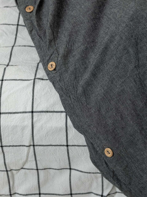 Set of boiled cotton linen Mix Silver-Grid