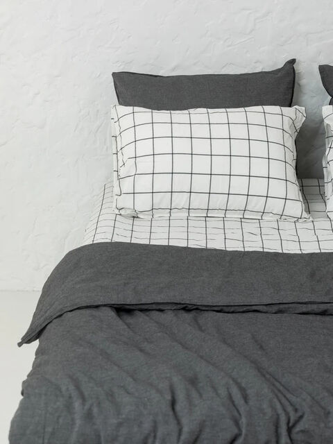 Set of boiled cotton linen Mix Silver-Grid