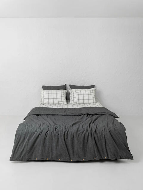 Set of boiled cotton linen Mix Silver-Grid