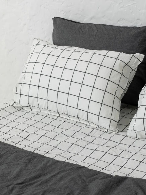 Set of boiled cotton linen Mix Silver-Grid