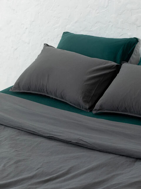 Set of boiled cotton linen Mix Slate-Smaragd
