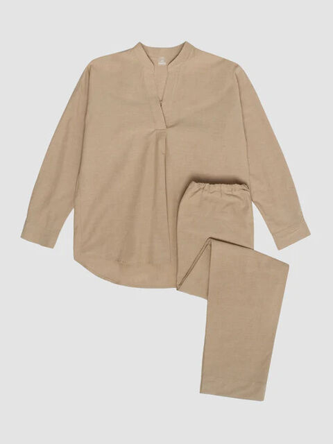 Women's pajamas made of boiled cotton  Almond