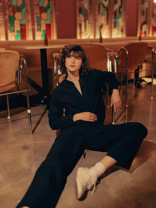 Women's pajamas made of boiled cotton Black