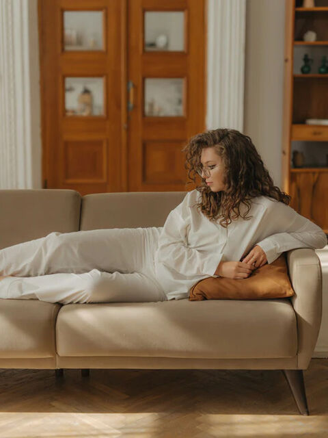 Women's boiled cotton pajamas Creme