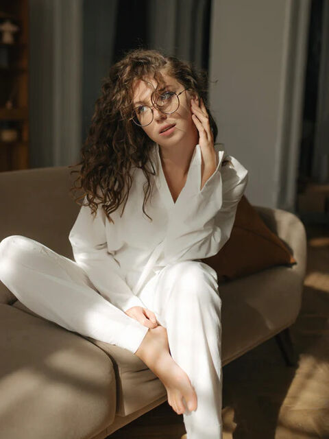 Women's boiled cotton pajamas Creme