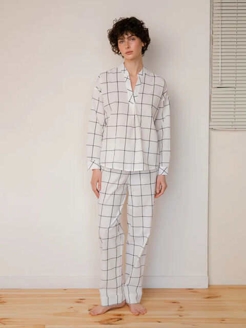 Women's pajamas made of boiled cotton Grid