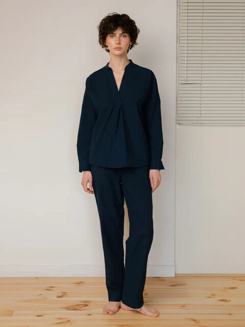 Women's pajamas made of boiled cotton Navy