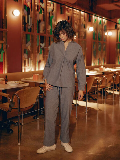 Women's pajamas made of boiled cotton Silver