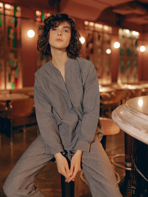 Women's pajamas made of boiled cotton Silver