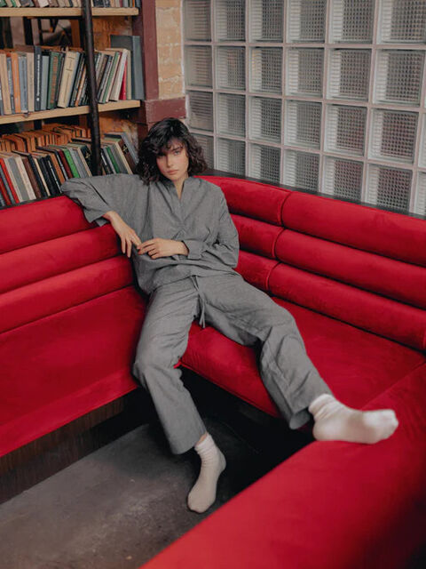 Women's pajamas made of boiled cotton Silver