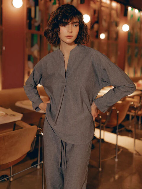 Women's pajamas made of boiled cotton Silver