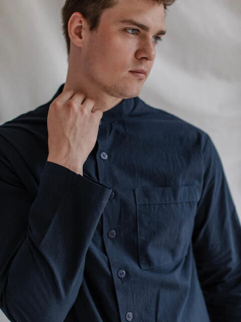 Сорочка чоловіча з вареної бавовни Navy