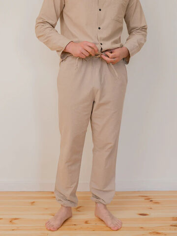 Men's boiled cotton pants Almond