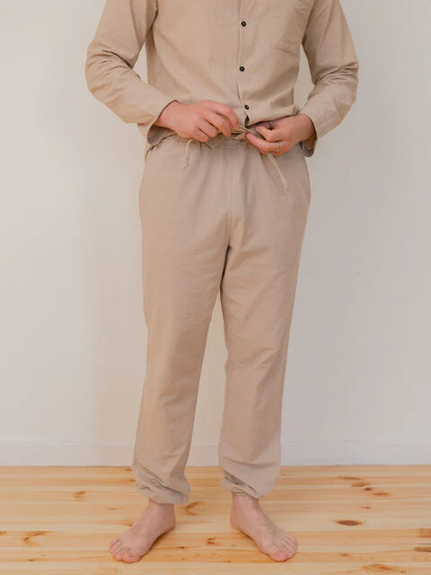 Men's boiled cotton pants Almond