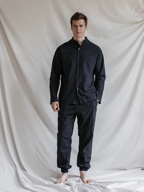 Men's boiled cotton pants Black