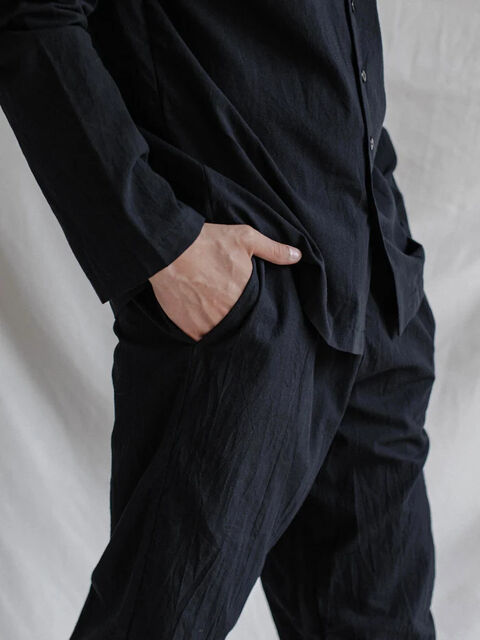 Men's boiled cotton pants Black