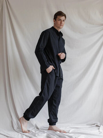 Штани чоловічі з вареної бавовни Black