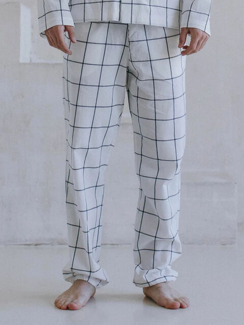 Men's boiled cotton pants Grid