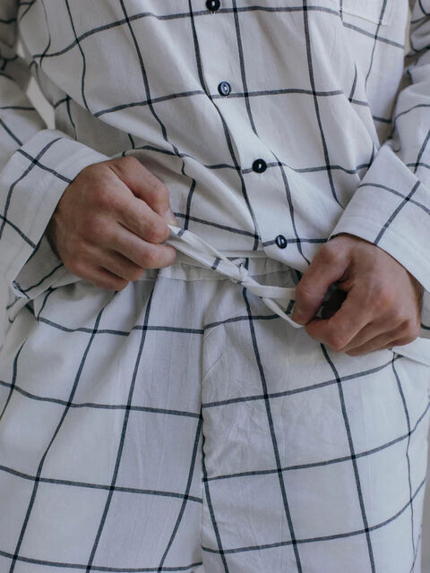 Men's boiled cotton pants Grid