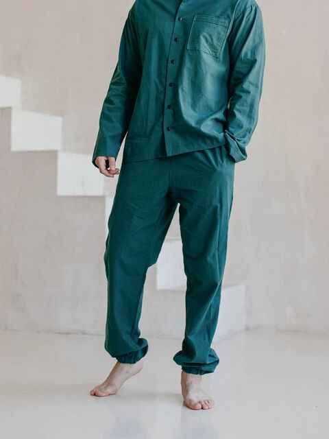 Men's boiled cotton pants Smaragd