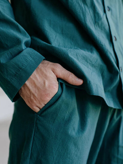 Men's boiled cotton pants Smaragd