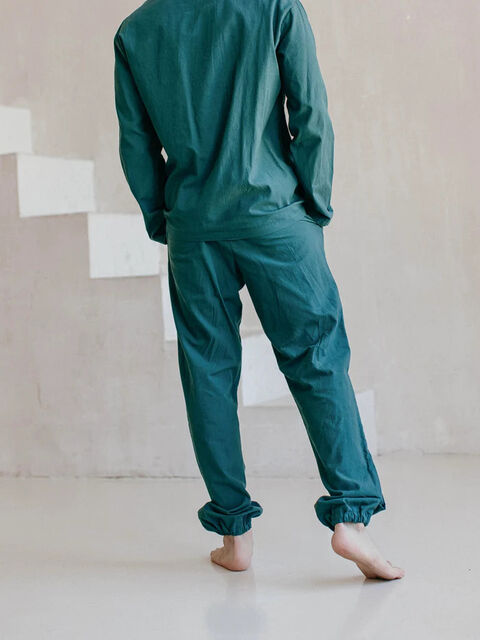 Men's boiled cotton pants Smaragd