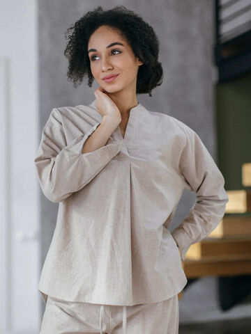 Women's shirt made of boiled cotton Almond
