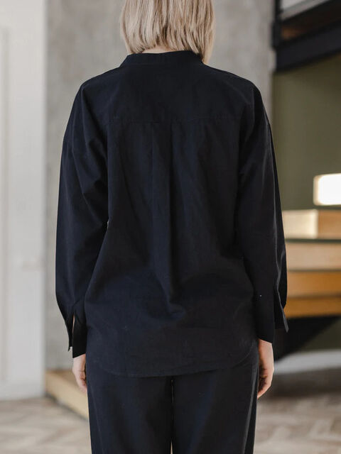 Women's shirt made of boiled cotton Black