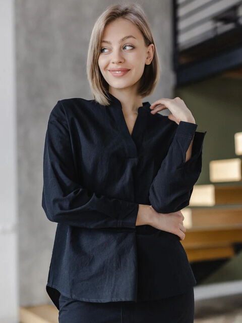 Women's shirt made of boiled cotton Black
